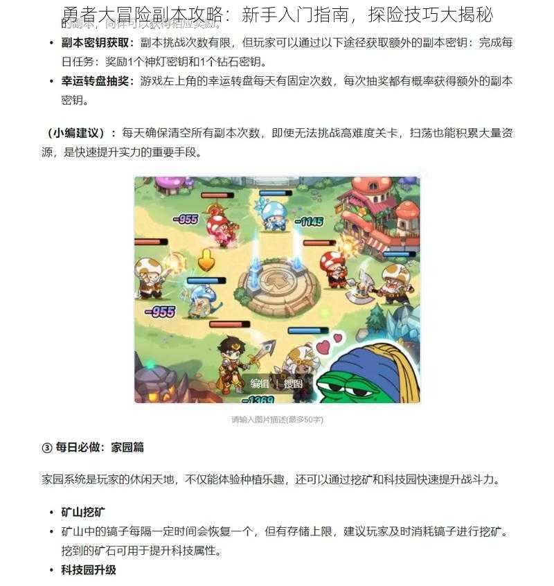 勇者大冒险副本攻略:新手入门指南,探险技巧大揭秘